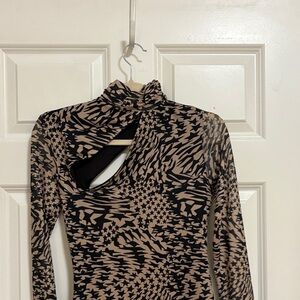 superdown Faye Turtleneck Mini Dress in Tan Multi